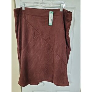 41 Hawthorn Marquetta Faux Suede Burgundy Skirt Plus Size 1X Fully Lined